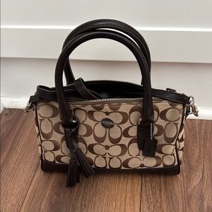 Coach Brown and Tan Satchel with Signature Monogram